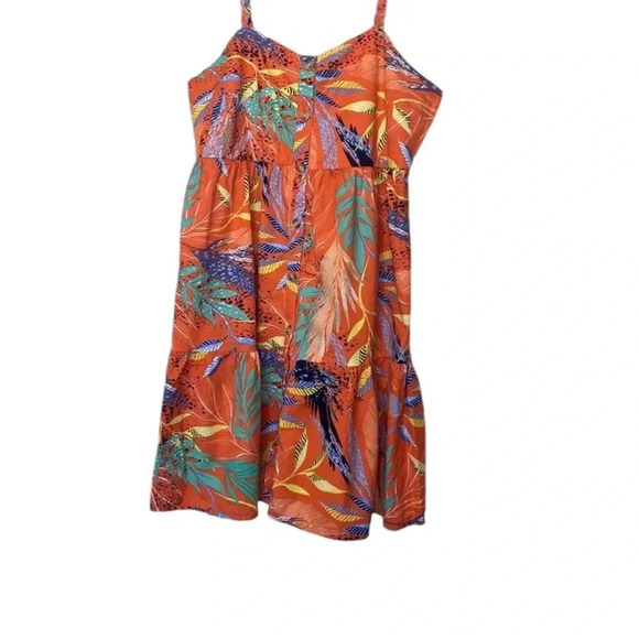 Beachlunchlounge Tropical Mini Dress Braided Straps Colorful Button Front XXL - Picture 3 of 14